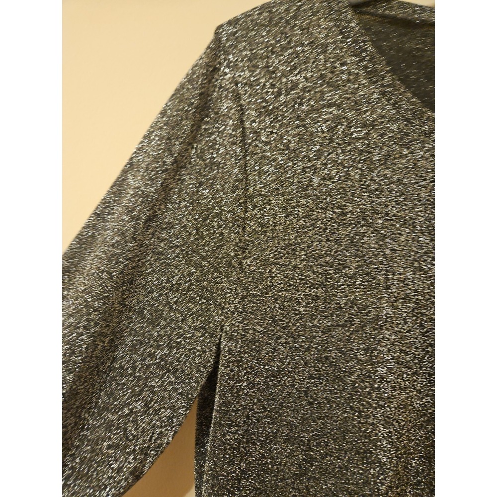 J Crew Blouse L Black Metallic Dark Fairy Shimmer Gam Feminine Sparkle Event - Picture 4 of 15